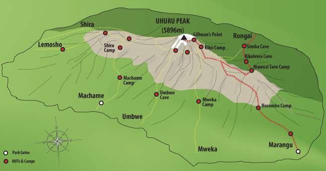 Rongai Route Map